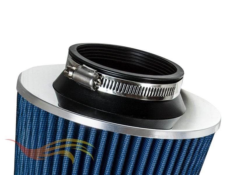 Rtunes Racing BLUE 4" 102 mm Inlet Truck Cold Air Cone Replacement Performance Washable Clamp-On Dry Air Filter (8" Tall) - Image 3